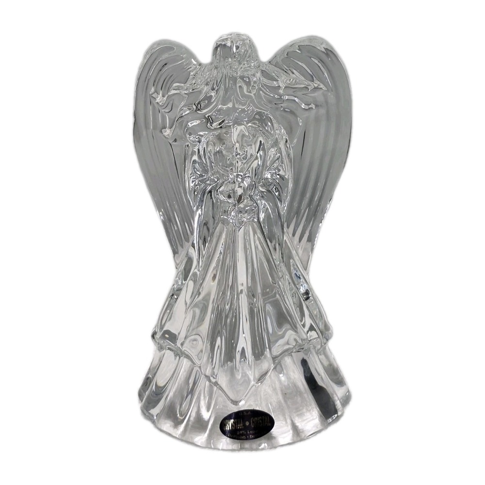 Deplomb  24% Lead Crystal Angel Taper Candle Holder  7.5" T x 4" W Christmas‎